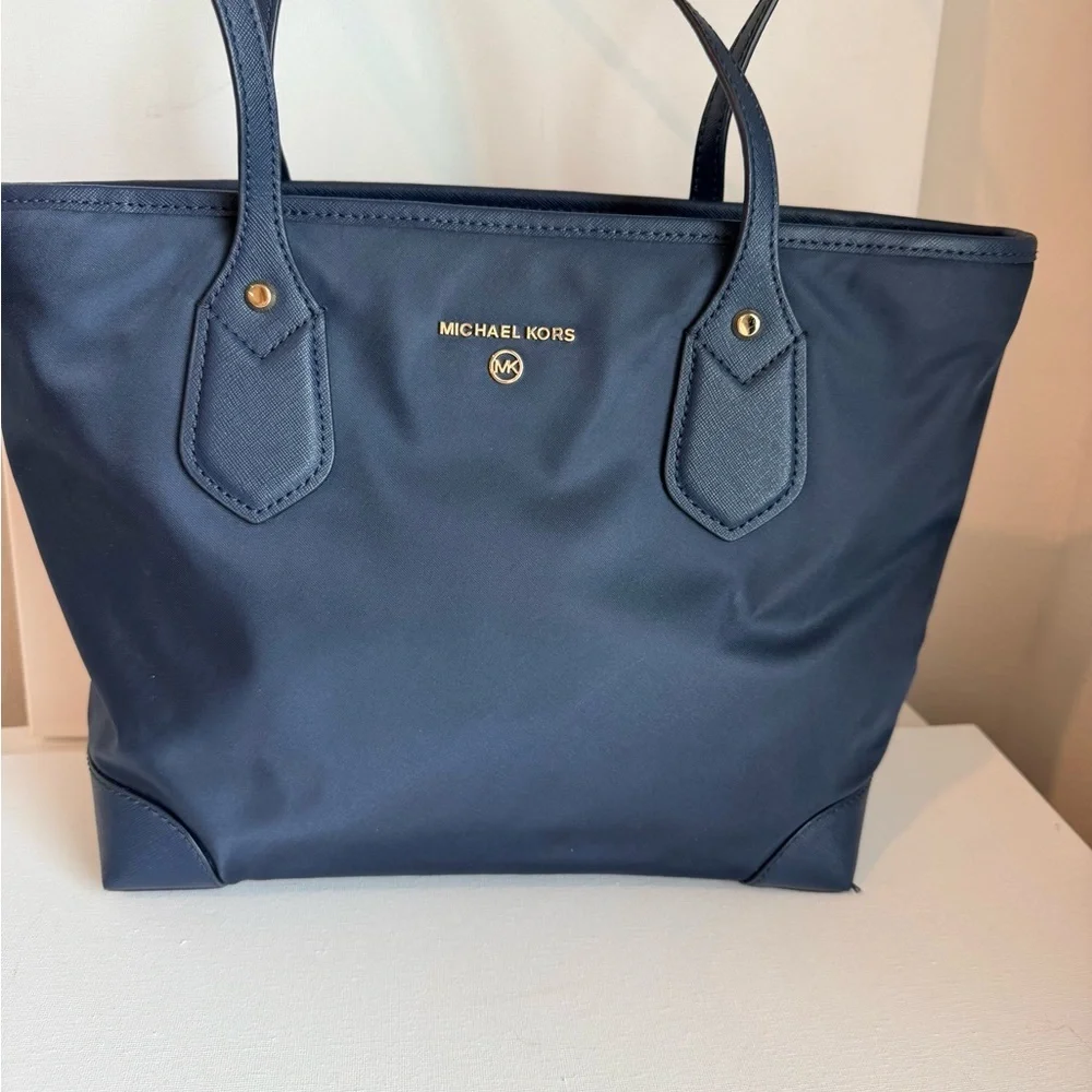 Michael Kors Eva Nylon Gabardine Navy Blue Small Tote Bag